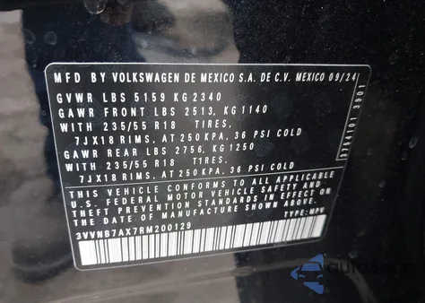 2024 Volkswagen Tiguan 2.0T Se/2.0T Wolfsburg Edition из США, поврежденный, VIN 3VVNB7AX7RM200129